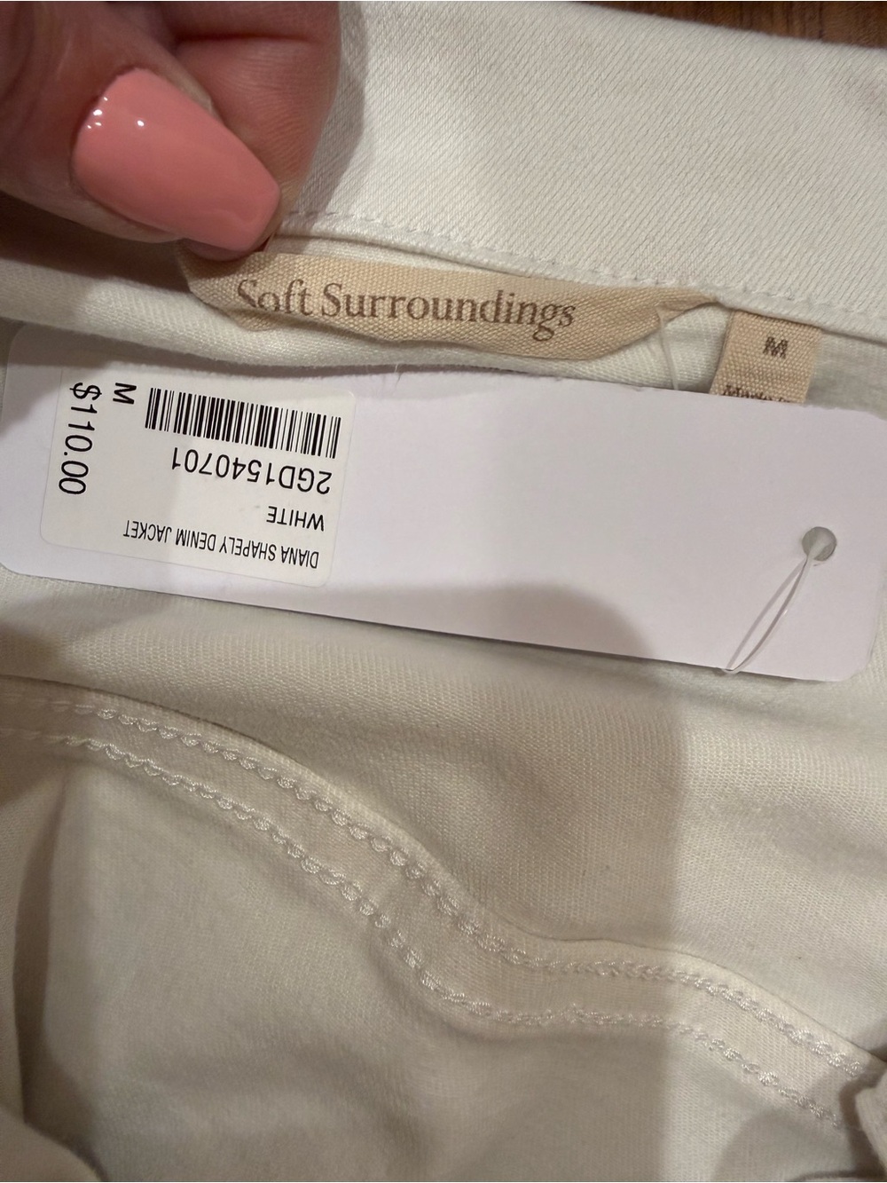Soft Surroundings White Button-Front Denim Jacket - Picture 6 of 7